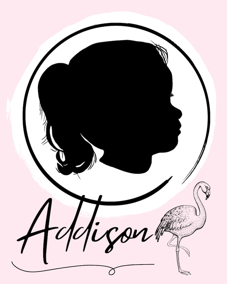 Custom Silhouette Picture | Round Frame and Sketch | Digital File 8x10 ...