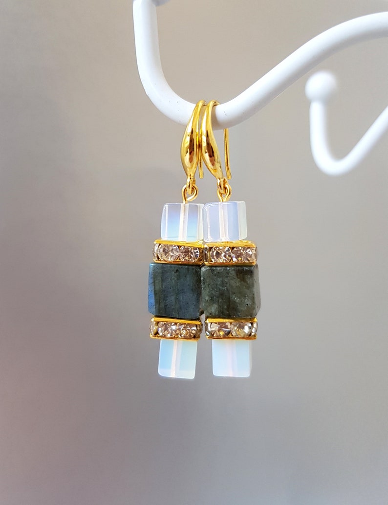 Special OccasionValentinesBirthday Labradorite And Opal Earring And Necklace Set