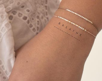 Custom Sterling Silver Morse Code Bracelet on Silk Cord - Personalized Gift for Her