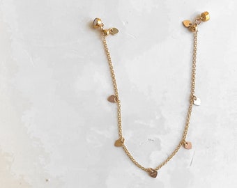 Tiny Heart Charm Bracelet, Magnetic Clasp Option, Confirmation Mothers Day Gift, 14K Gold Filled