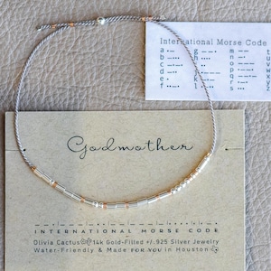 Pulsera de regalo para madrinas. Madrina en código morse en una tarjeta impresa o solicite una tarjeta de propuesta de madrina. Envío rápido con el máximo cuidado