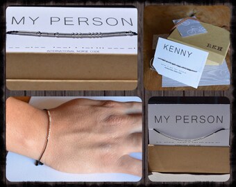 Gift For Him Boyfriend Morse Code Bracelet Custom Silver Guy Gifts