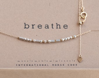 Morse Code Breathe Necklace or Personalize it to Spell any Custom Word in Morse Code. Sterling Silver Beads, Durable for Every Day Wear