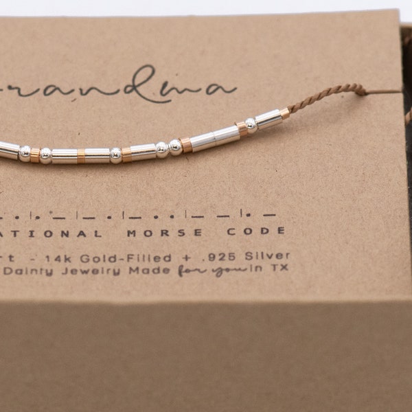 Grandma Gift • Grandma Bracelet • Grandma Morse Code Announcement Surprise Grandma