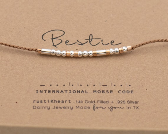 Bestie Morse Code Bracelet • Or My Person • Strength • Sissy  •  BFF • Adjustable • 20 Colors • Dainty Jewelry