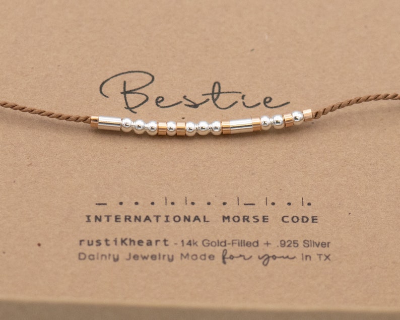 Bestie Morse Code Bracelet • Or My Person • Strength • Sissy  •  BFF • Adjustable • 20 Colors • Dainty Jewelry 