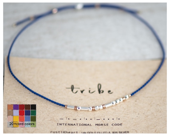 Tribe Morse Code Bracelet Blue Custom Bracelet Gift Any Color Morse Code Custom Bracelet Sterling Silver Rose Gold Spacers