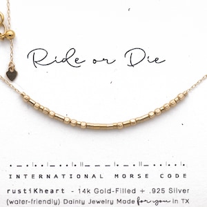Ride Or Die Necklace Morse Code Necklace or Custom  Gift Chain Personalized Dainty Gold Necklace Best Friend Gift - BFF
