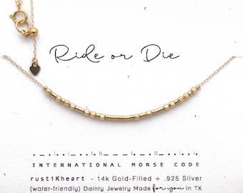 14k Gold Filled Morse Code Necklace - Custom Personalized Gift