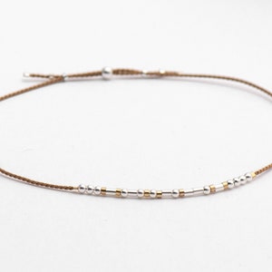 Pulsera de hilo con código Morse o pulsera de plata personalizada con código Morse. Regalos de ánimo como: pronta recuperación, afirmación, para el duelo y motivación. imagen 4