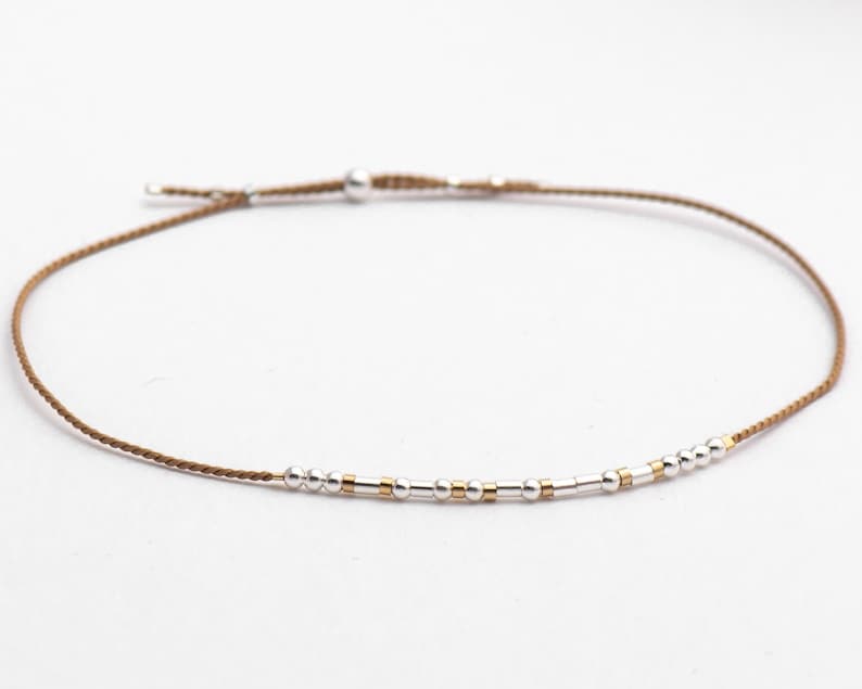Pulsera de hilo con código Morse o pulsera de plata personalizada con código Morse. Regalos de ánimo como: pronta recuperación, afirmación, para el duelo y motivación. imagen 4