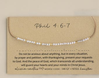 Do not be Anxious Morse Code Bracelet. Philippians 4:6 Bible Verse Christian Graduation Gift