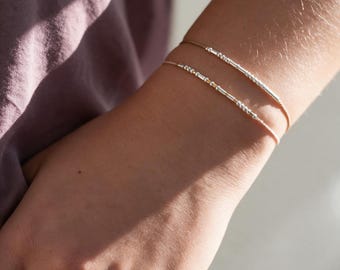 Custom Sterling Silver Morse Code Bracelet on Silk Cord - Personalized Gift for Her