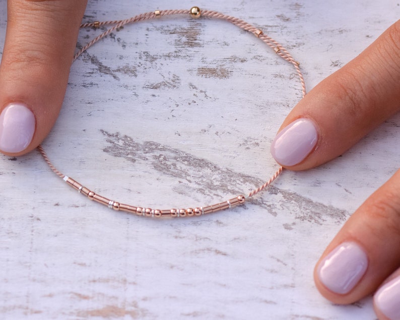 Bestie Morse Code Bracelet Dainty Bestie Rose Gold String Bracelet OR Other Words Best Friend Gift Bridesmaid Gift Besties Gifts image 6