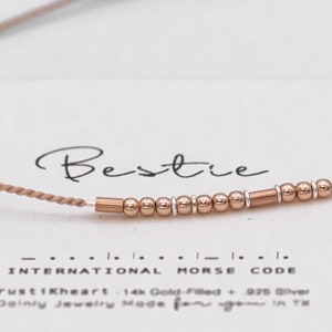 Bestie Morse Code Bracelet | Dainty Bestie Rose Gold String Bracelet • OR Other Words - Best Friend Gift Bridesmaid Gift Besties Gifts