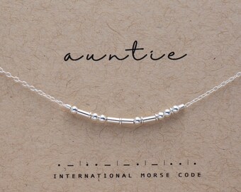 Auntie Gift Necklace / Auntie Silver Necklace / Aunt Gift / Custom Auntie Morse Code Necklace Friend Friendship Best Friend Gifts