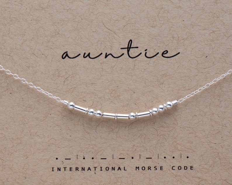 Auntie Gift Necklace / Auntie Silver Necklace / Aunt Gift / Custom Auntie Morse Code Necklace Friend Friendship Best Friend Gifts 