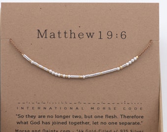 Bible Verse Morse Code Bracelet, Ecclesiastes 4 9-12. Two are Better than One Bible Verse Quote Gift Bracelet. Silver and Water-Friendly