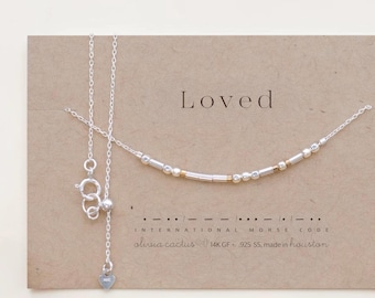 Custom Sterling Silver Morse Code Necklace, Hidden Message, Loved or Personalized Birthday Gift