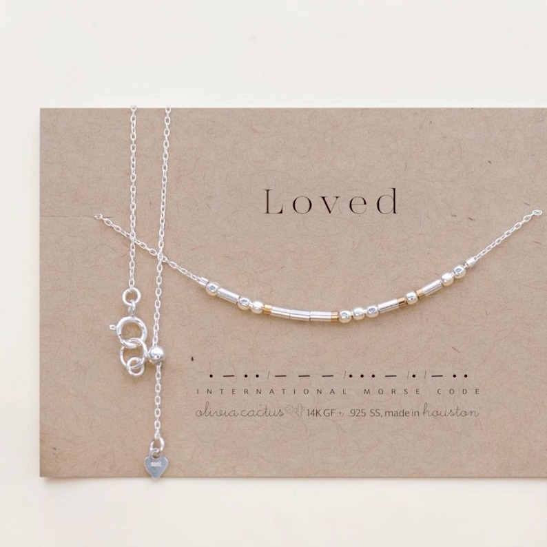 Custom Sterling Silver Morse Code Necklace, Hidden Message, Loved or Personalized Birthday Gift image 6