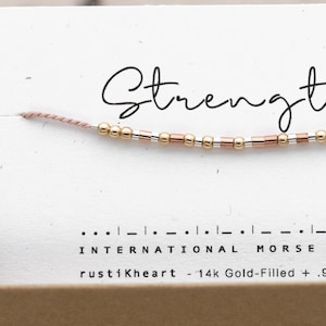 Strength Bracelet | 20 Colors • Morse Code Bracelet | Friendship Bracelet String Bracelet • •Adjustable Slider OR Request Clasp