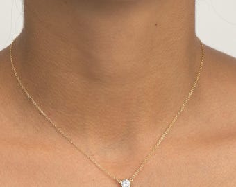 Nasreen Necklace, Diamond Cut CZ on 14k Gold Filled Chain, Dainty Bridesmaid Gift