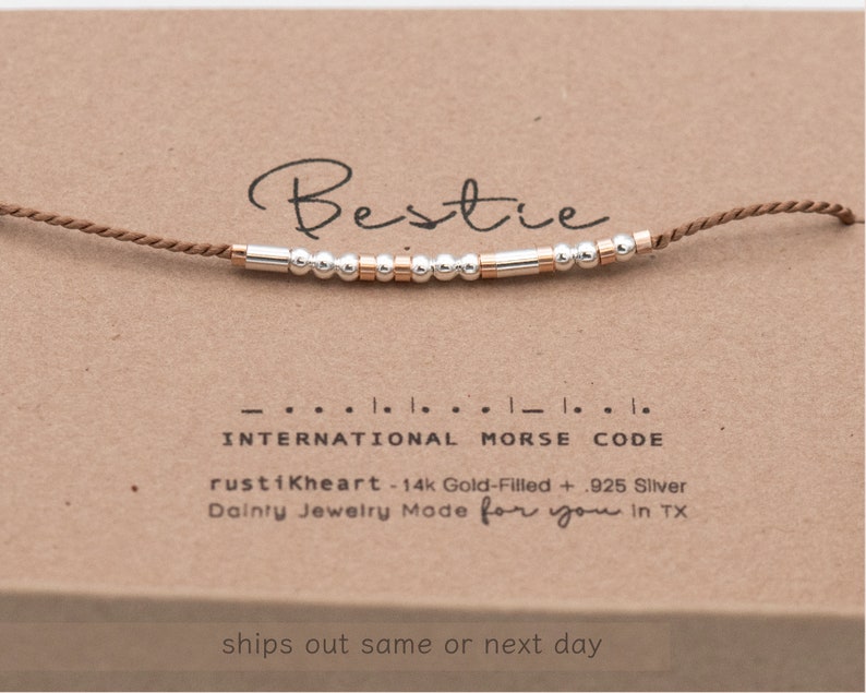 Best Friend Gift Morse Code Bracelet, Ships Out Next Day. Bestie Friendship Bracelet or Other Word. Top Birthday Gifts By MorseandDainty image 10