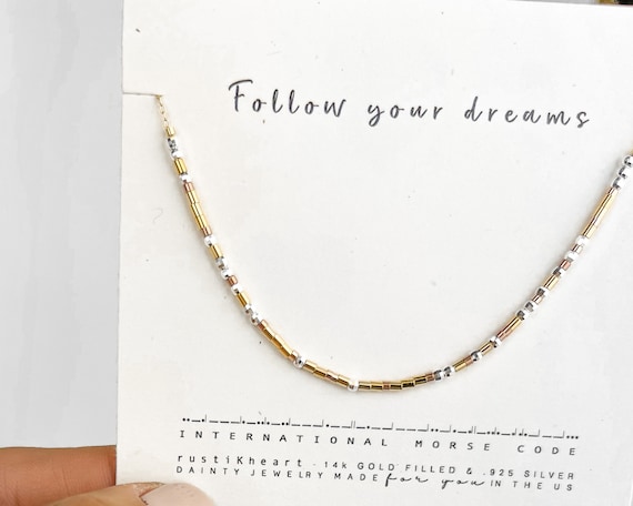 Follow Your Dreams Graduation Gift Necklace Dream Gift Follow Your Dream Necklace Morse Code