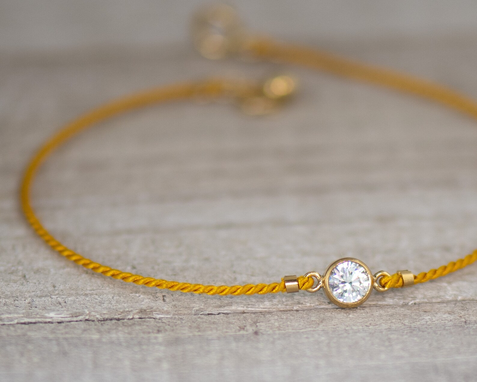 Round Diamond String Bracelet / Cord Bracelet With Little CZ Etsy