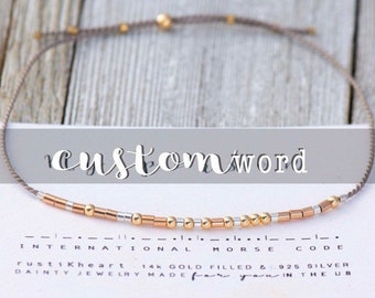 CUSTOM Strength String Bracelet • PERSONALIZED Gift Best Friend Gifts • Morse Code Bracelet • Any word or Color RKh25 - Mother's Day Gift