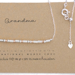 Sterling Silver Morse Code Necklace, Grandma Abuela Gift, Mothers Day Gift, Custom Word