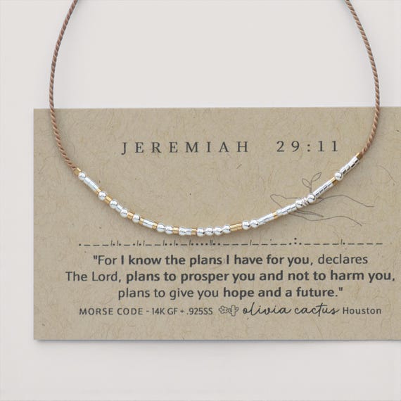 Jeremiah 29:11 Morse Code Bracelet, Christian Birthday Gift for Her, Plans to Prosper