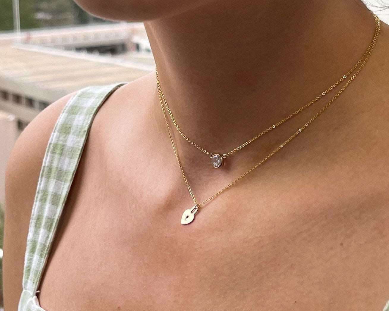 Lock necklace, gold padlock pendant, dainty gold necklace