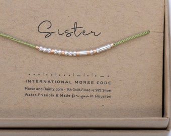 Sister Gift Morse Code Bracelet - Sister Bracelet or Other Words in Morse Code for Sisters Birthday or Any Sister Gift or Unbiological SIs