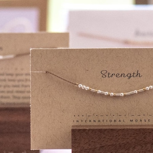 Silver Custom Morse Code Bracelet. Strength for Encouragement Gift or Any Word(s) for a Meaningful Custom Remember Bracelet Gift for Women