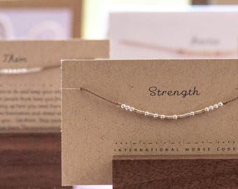 Pulsera de plata personalizada con código Morse. Fuerza para un regalo de ánimo o cualquier palabra para un regalo de recuerdo personalizado y significativo para mujeres.