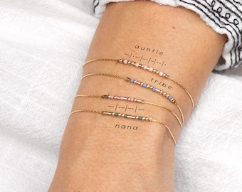 Colorful Morse Code Bracelet. Auntie, Gigi, Mothers Day Gift