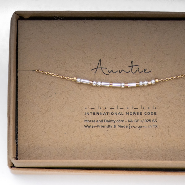 Auntie Gold and Silver Bracelet • Auntie Gift Bracelet • Delicate Morse Code Personalized Bracelet - Mother's Day Gift for Aunties