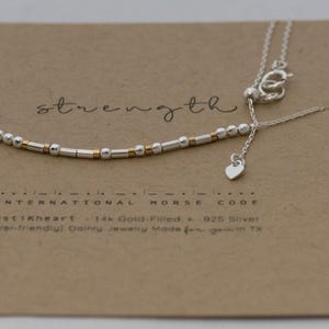 Custom Sterling Silver Morse Code Necklace, Hidden Message, Loved or Personalized Birthday Gift image 2