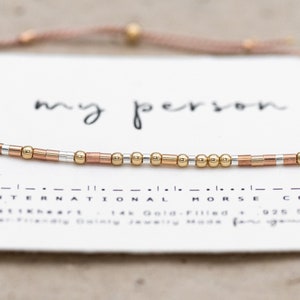 My Person Gift Bracelet - My Person Morse Code Bracelet or Other Galentines Friendship Bracelet Water Friendly Gold-Filled 14k Mixed Metal