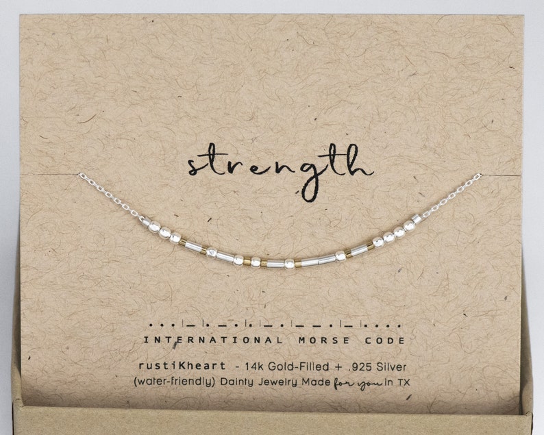Strength Gift Get Well Gift Strength Necklace Strength Morse Code Custom Morse Code Silver Necklace Personalized Gift Morse Code Jewelry image 7