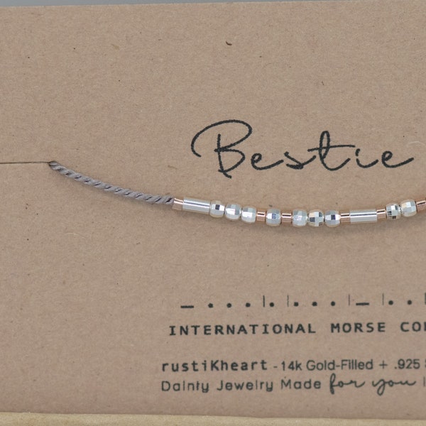 Bestie Morse Code Bracelet Bestie Gift Bracelet Sterling Silver Bracelet Custom Any Word Spelled Personalized Bracelet Best Friend Gifts