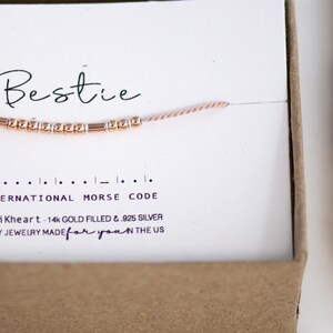 Bestie Morse Code Bracelet Dainty Bestie Rose Gold String Bracelet OR Other Words Best Friend Gift Bridesmaid Gift Besties Gifts image 10