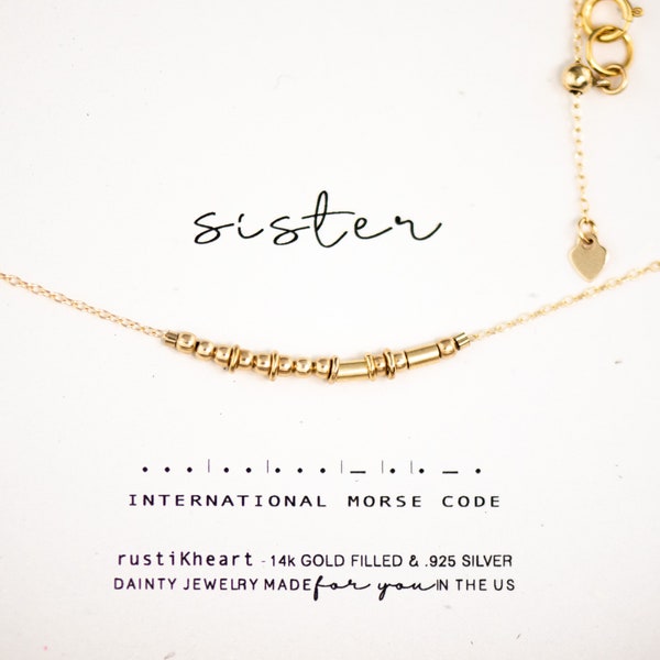 Sister Gift Necklace Morse Code Necklace Sister Gold Morse Code Necklace Graduation Gift Bridesmaid Gift Necklace rk8
