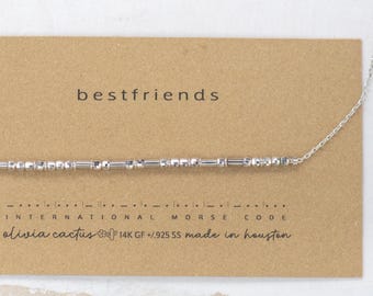 Sterling Silver Morse Code Necklace: Dainty "Disco Ball" Beads - Personalized Word