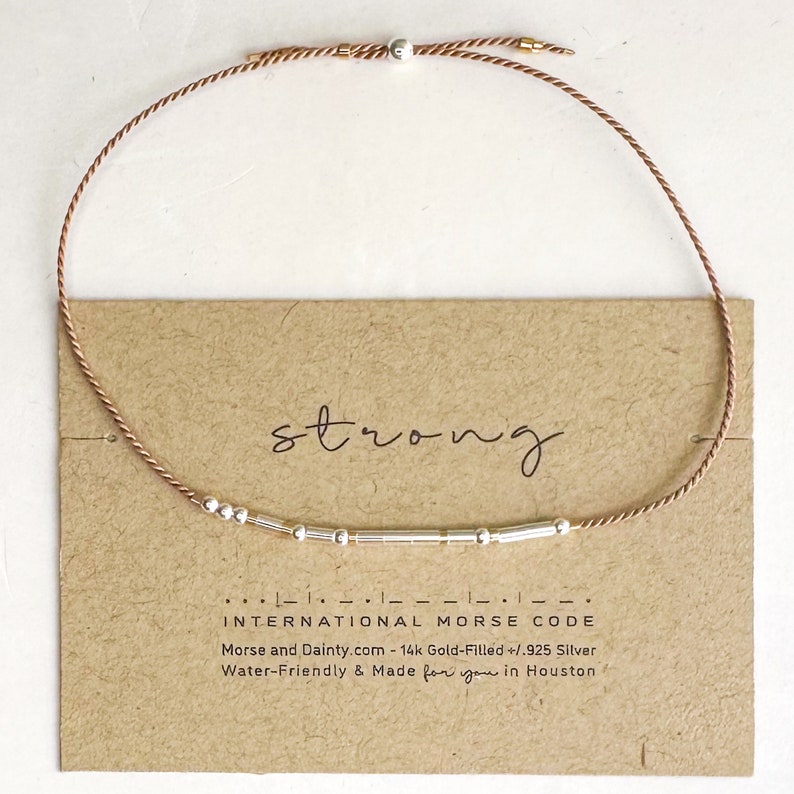 Pulsera de hilo con código Morse o pulsera de plata personalizada con código Morse. Regalos de ánimo como: pronta recuperación, afirmación, para el duelo y motivación. imagen 1