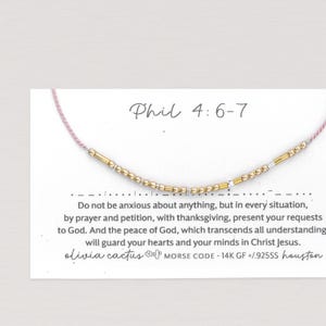 Do Not Be Anxious Bible Verse Morse Code Bracelet, Philippians 4:6 with Gold Beads or Custom Scripture, Color