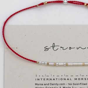 Pulsera de hilo con código Morse o pulsera de plata personalizada con código Morse. Regalos de ánimo como: pronta recuperación, afirmación, para el duelo y motivación. imagen 9