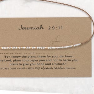 Jeremiah 29:11 Morse Code Bracelet, Christian Birthday Gift for Her, Plans to Prosper image 4