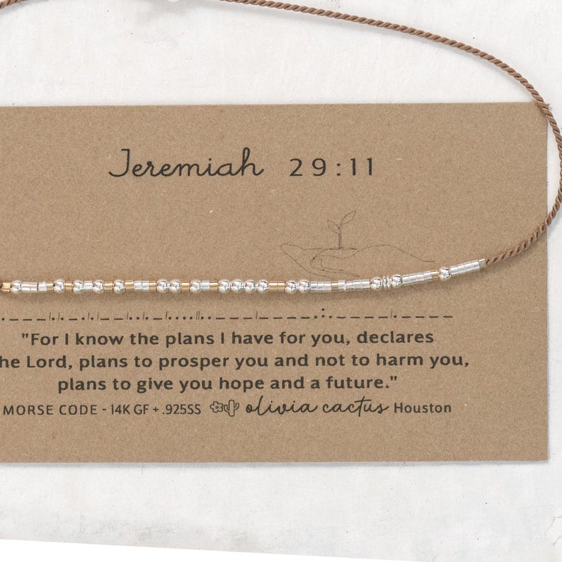 Jeremiah 29:11 Morse Code Bracelet, Christian Birthday Gift for Her, Plans to Prosper image 4